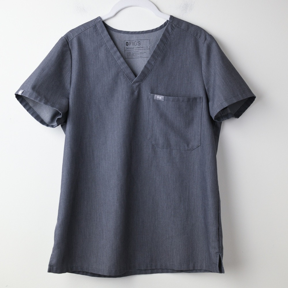 FIGS Catarina Scrub Top Technical Collection S Dark Grey FW1000 V Neck PO 1602